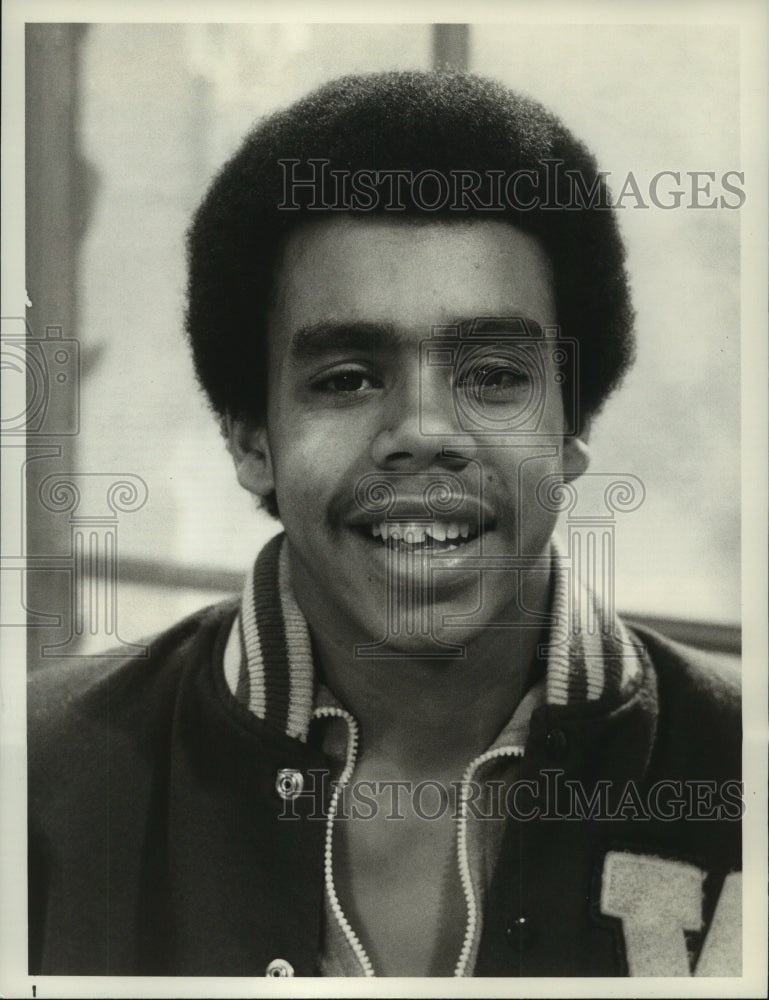 1979, Actor, Tierre Turner, in lettermen jacket on The Waverly Wonder - Historic Images