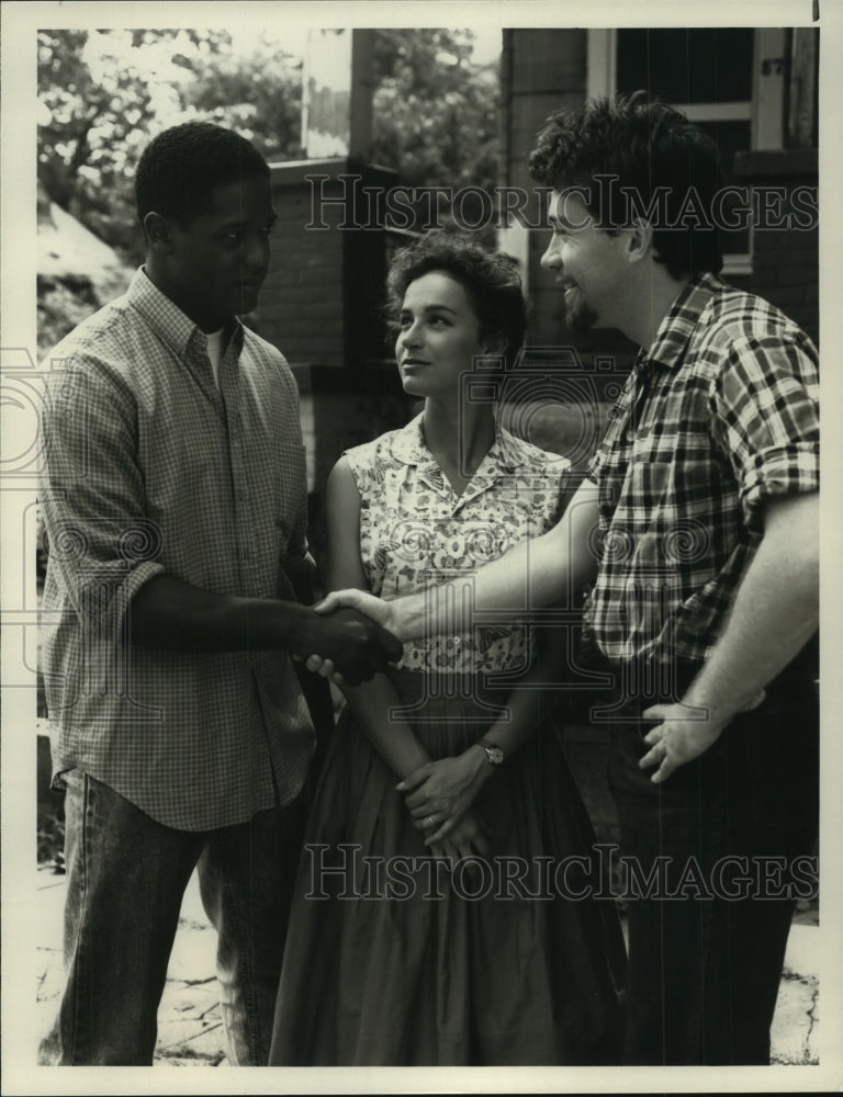 1989 Press Photo Actors Blair Underwood, Jennifer Grey and Tom Hulce - mjp35351- Historic Images