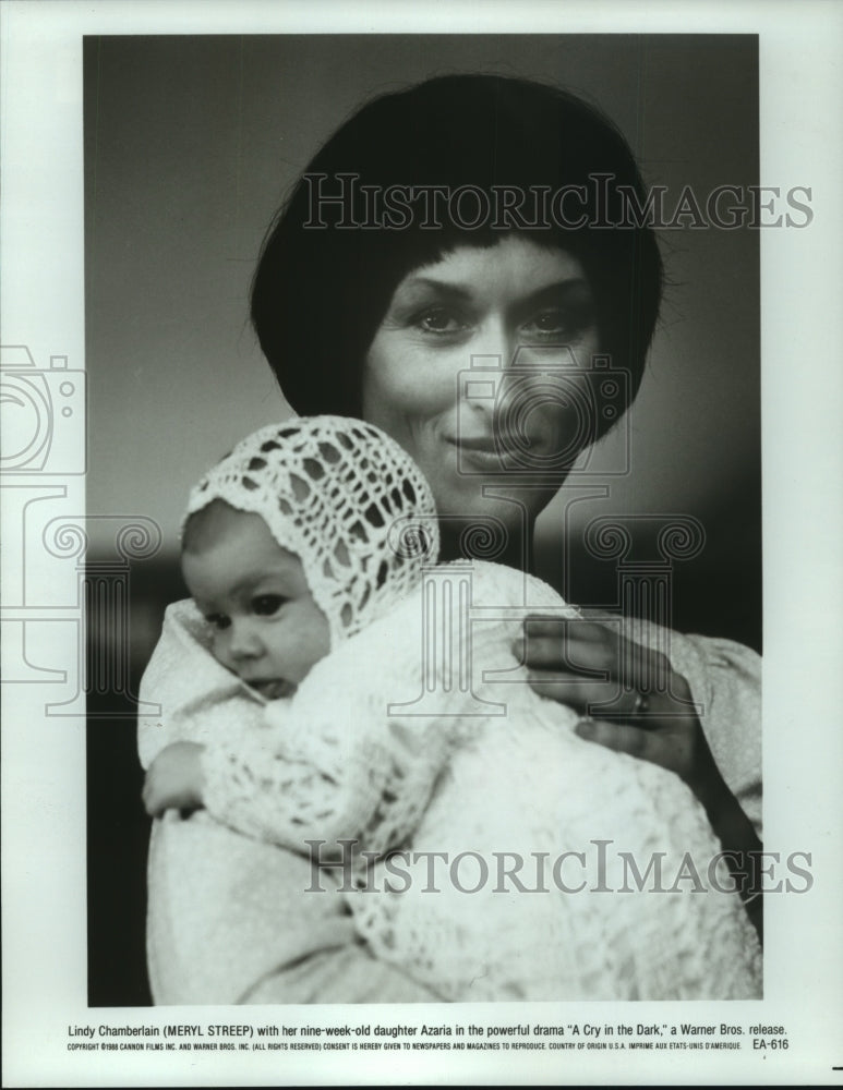 1988, Meryl Streep plays a hounded mother in &quot;Cry in the Dark&quot; - Historic Images