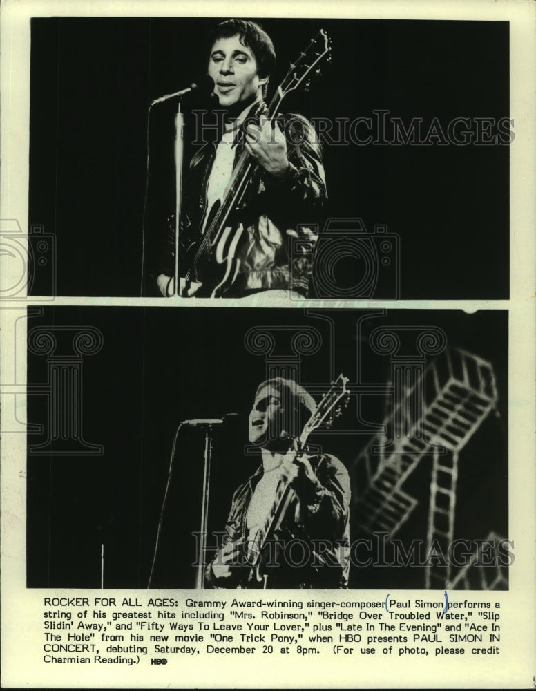 1982, Paul Simon in concert - mjp35492 - Historic Images
