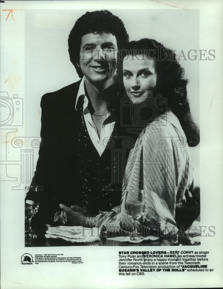 1981, Bert Convy and Veronica Hamel in "Valley of the Dolls" - Historic Images