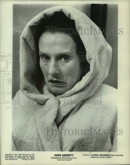 1977, Cloris Leachman staring as villainous Nurse in "High Anxiety." - Historic Images