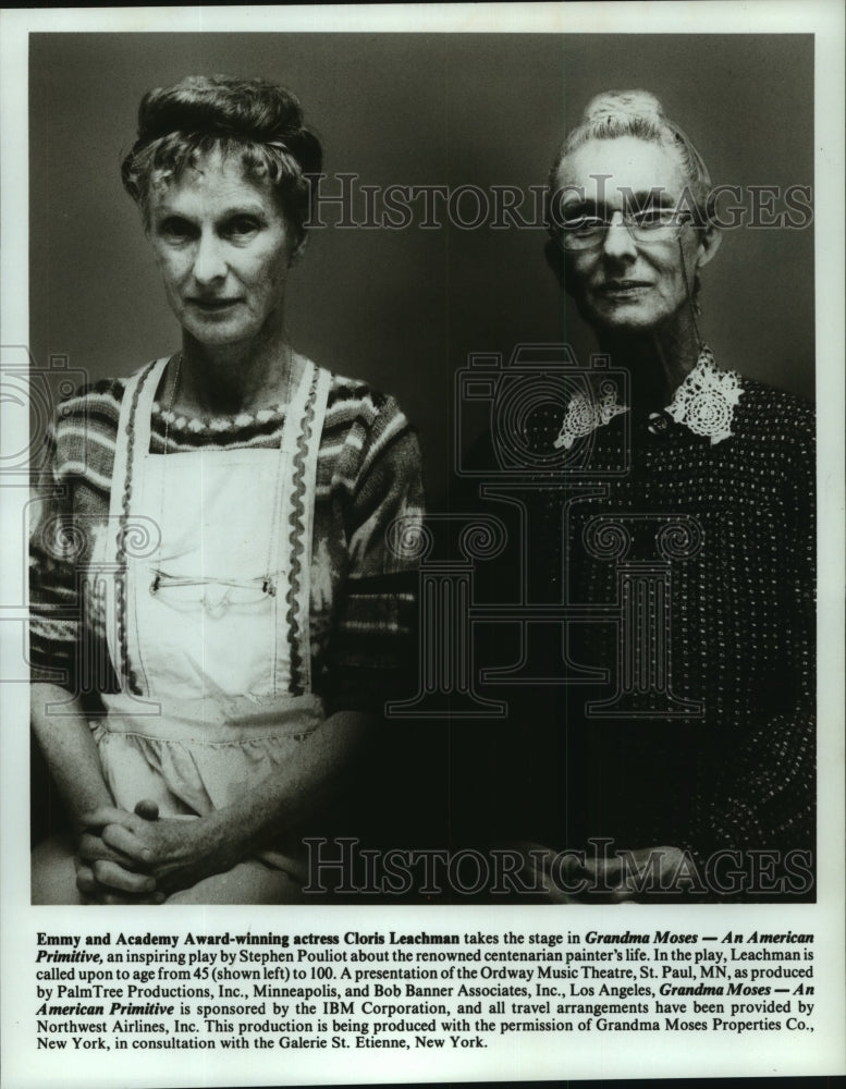 1989, Cloris Leachman as Grandma Moses at 45 and at 100 years old. - Historic Images