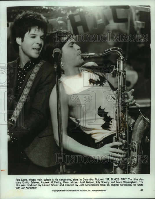 1985, Rob Lowe With Co-Star In 'St. Elmo's Fire' - mjp35811 - Historic Images
