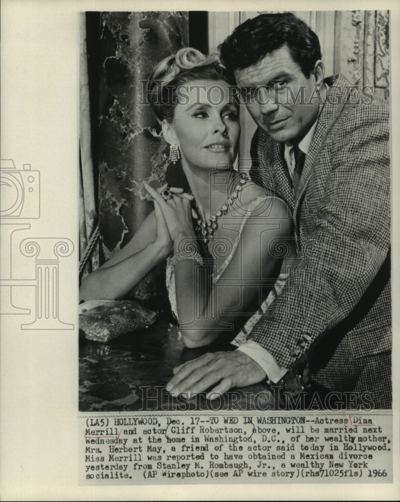 1966, Cliff Robertson And Fiance Dina Merrill In Hollywood - Historic Images