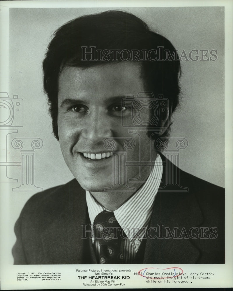 1972, Charles Grodin plays Lenny Cantrow in "The Heartbreak Kid" - Historic Images