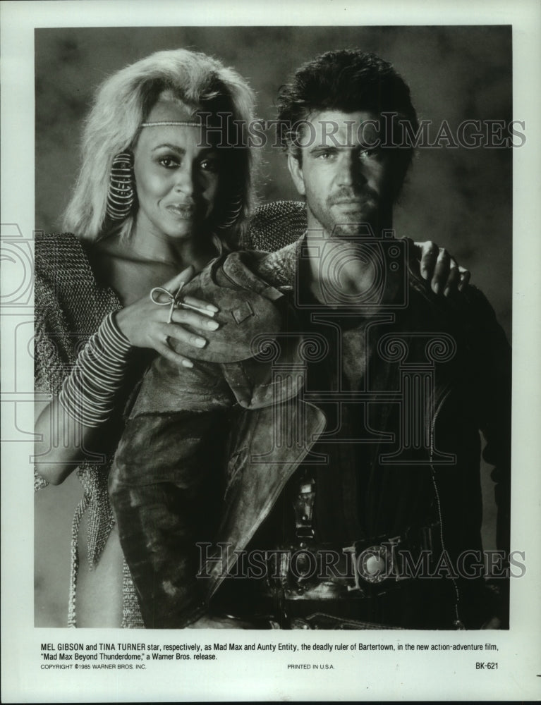 1985 Press Photo Mel Gibson &amp; Tina Turner in &quot;Mad Max Beyond Thunderdome&quot; - Historic Images