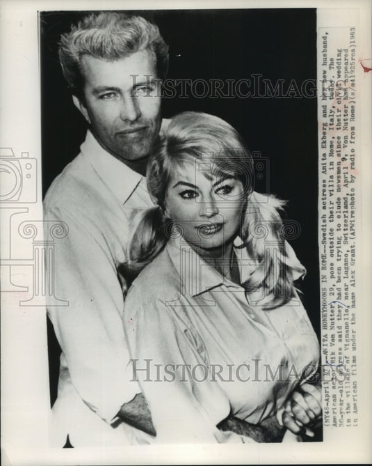 1963, Swedish Actress Anita Ekberg with Husband, Actor Rik Von Nutter - Historic Images
