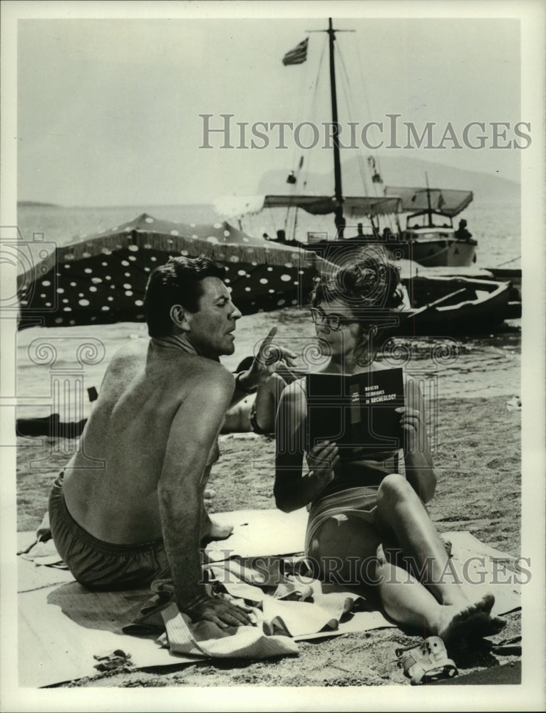 1967, Actors Robert Preston and Georgia Moll star in &quot;Island of Love&quot; - Historic Images