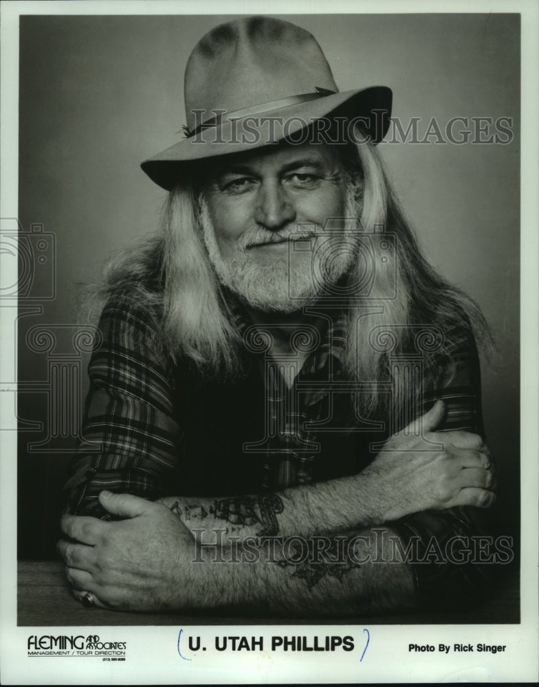 1988 Press Photo U. Utah Phillips, folk singer, minstrel - mjp36127-Historic Images