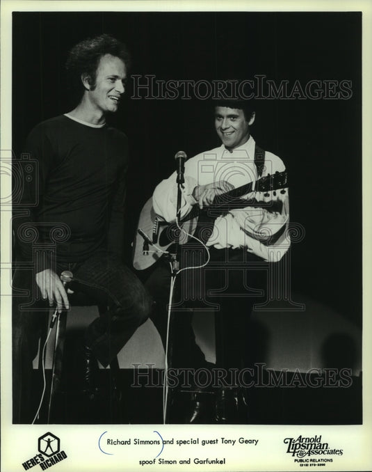 1985 Press Photo TV host Richard Simmons with special guest Tony Geary - Historic Images