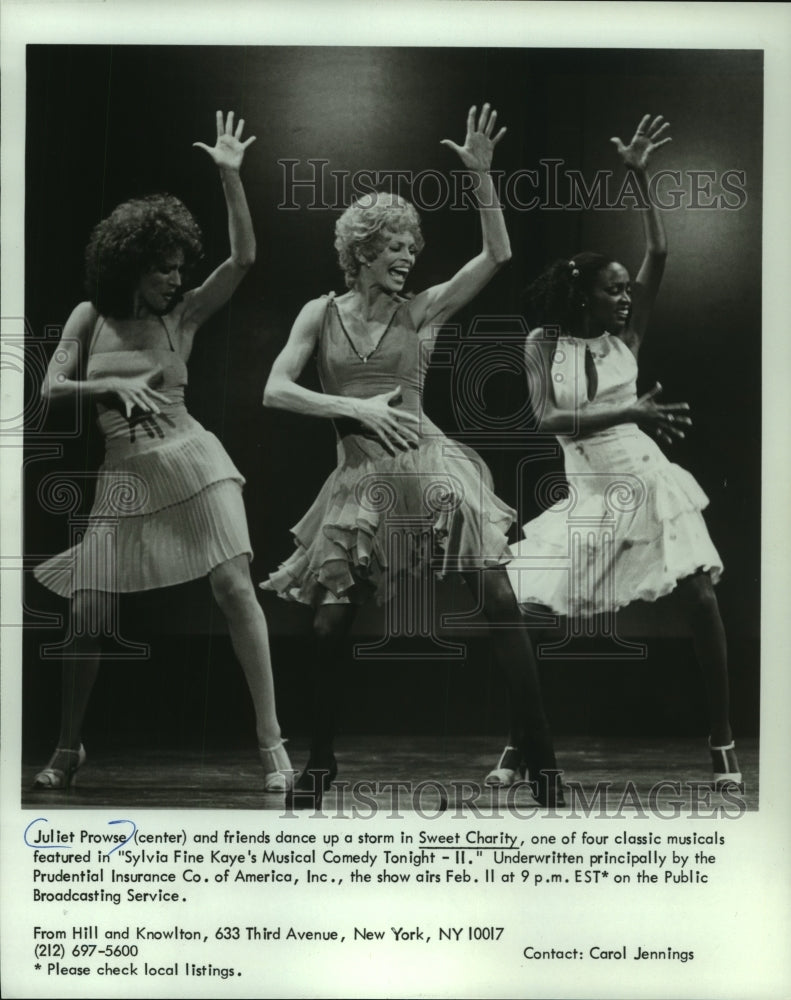 1981, Juliet Prowse and friends dance in Musical Comedy series - Historic Images