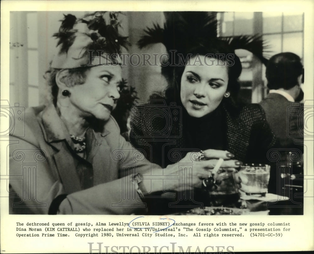 1980, Sylvia Sidney, Kim Cattrall actors, in &quot;The Gossip Columnist.&quot; - Historic Images