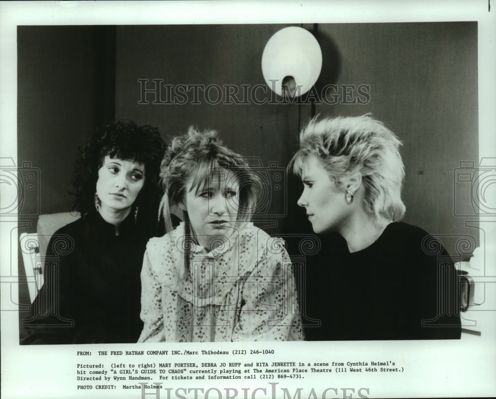 1987, Mary Portser others, actors &quot;A Girls Guide To Chaos.&quot; theater.. - Historic Images
