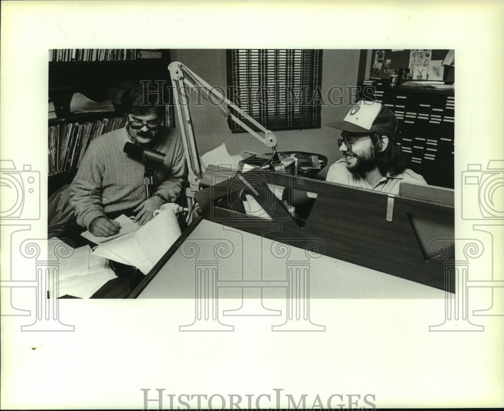 1982, Jim Rodio, Keith Harmon in Milwaukee Radio Studio, WQFM - Historic Images
