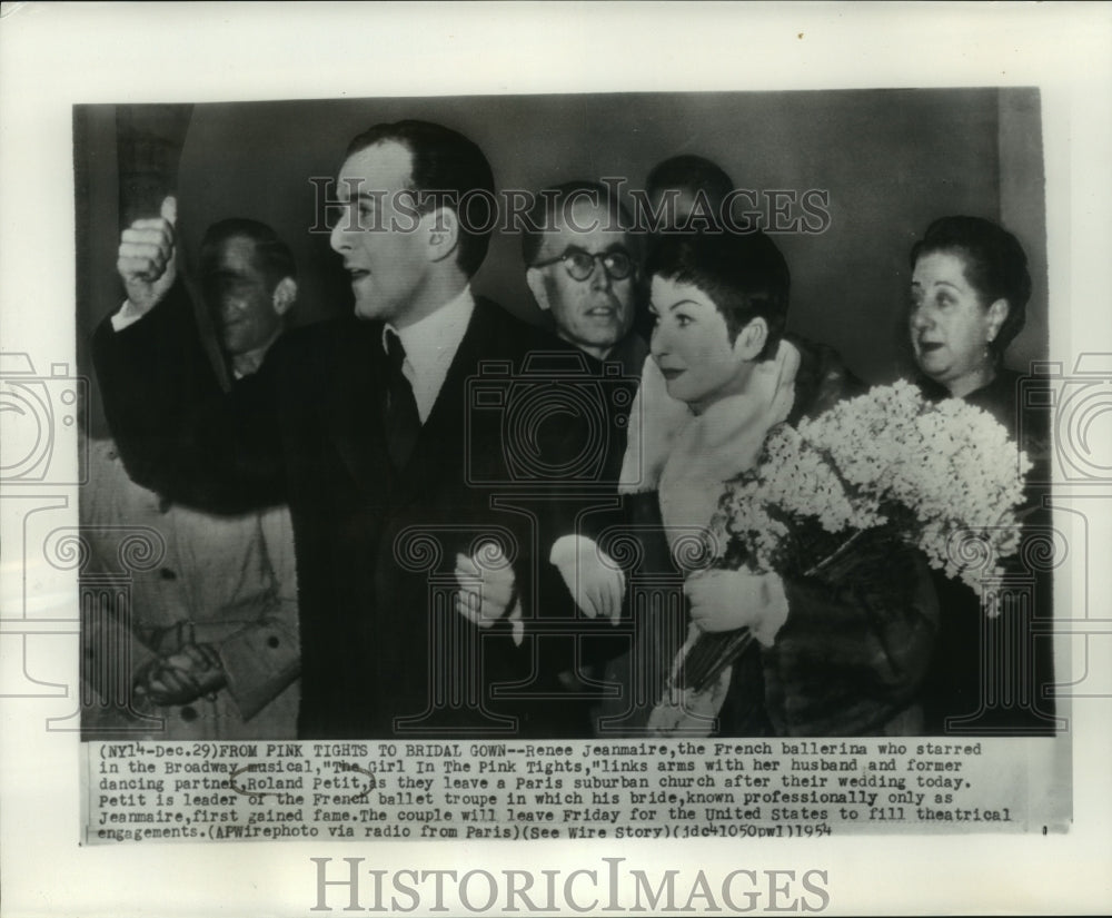 1954, Roland Petit, locked arms with wife, Renee Jeanmarie, Paris - Historic Images