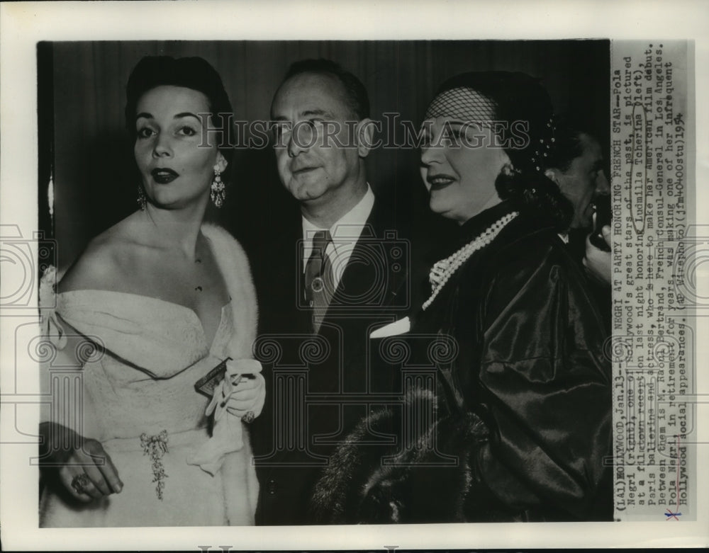 1954 Press Photo Ludmilla Tcherina with Pola Negri at Hollywood party - Historic Images