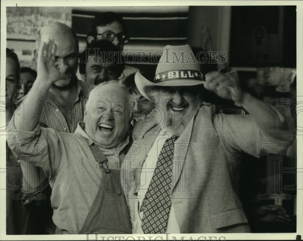 1985, Actor Mickey Rooney &amp; Bill Sackter of &quot;Bill: On His Own&quot; - Historic Images