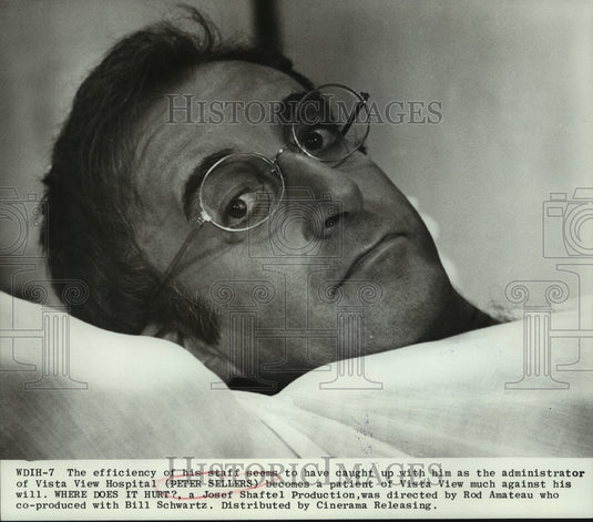 1972, Peter Sellers in "Where Does It Hurt" bu Cinerama Releasing - Historic Images