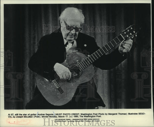 1980 Press Photo 87 year old world famous guitarist Andres Segovia - mjp37055 - Historic Images