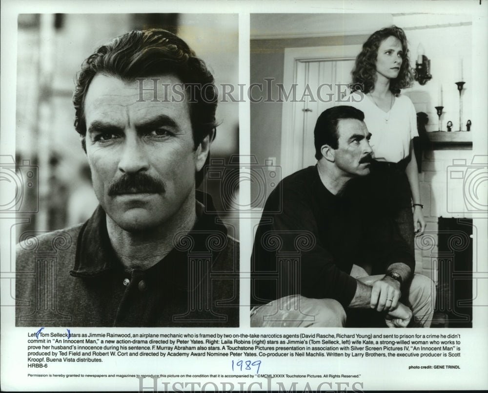 1989 Press Photo Tom Selleck and Laila Robins in "An Innocent Man" - mjp37060 - Historic Images