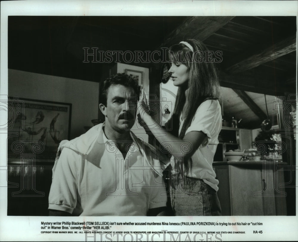 1989 Press Photo Tom Selleck and Paulina Porizkova in "Her Alibi" - mjp37064- Historic Images