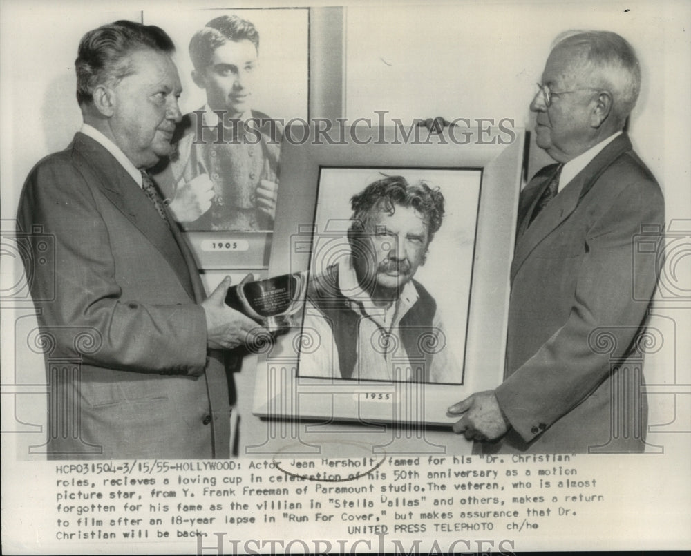 1955, Hollywood-Actor Jean Hersholt and Y. Frank Freeman of Paramount - Historic Images
