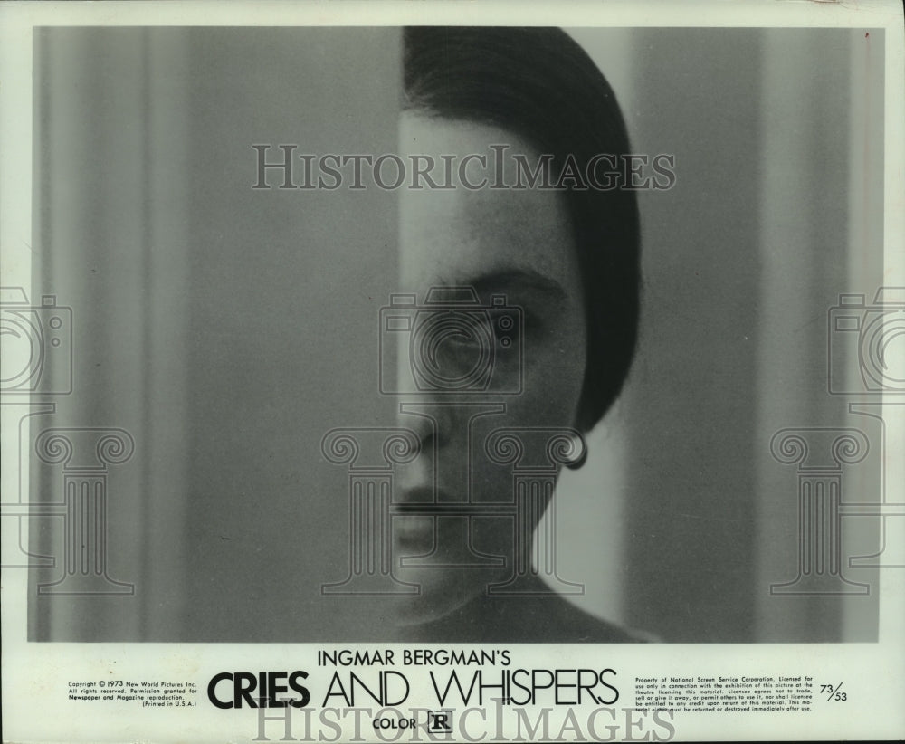 1973 Press Photo Kari Sylwan in scene from movie &quot;Cries and Whispers&quot; - Historic Images