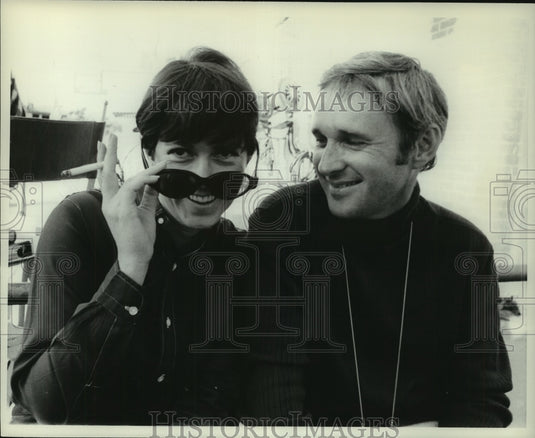 1968, Norman Jewison and his wife Dixie on the set of his new movie - Historic Images