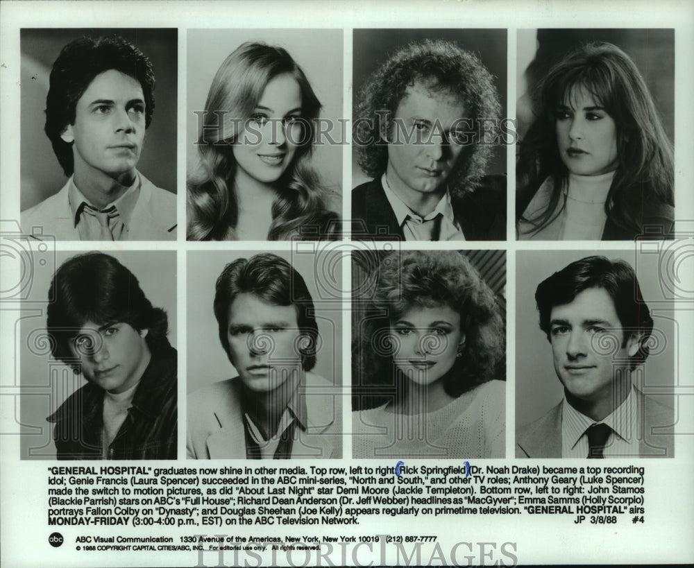 1988 Press Photo Rick Springfield And Other 'General Hospital' Cast Members - Historic Images