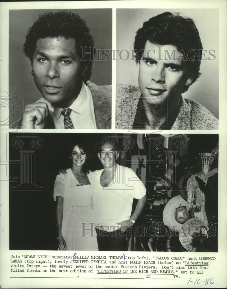1986 Press Photo Philip Michael Thomas, Lorenzo Lamas to appear on "Lifestyles" - Historic Images