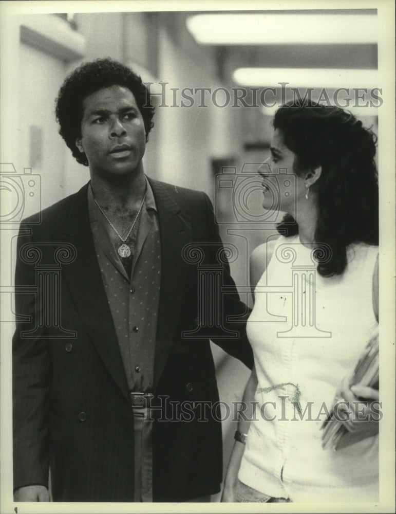1985, Philip Michael Thomas and Saundra Santiago on NBC&#39;s Miami Vice - Historic Images