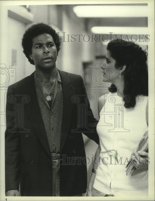 1985, Philip Michael Thomas and Saundra Santiago on NBC's Miami Vice - Historic Images