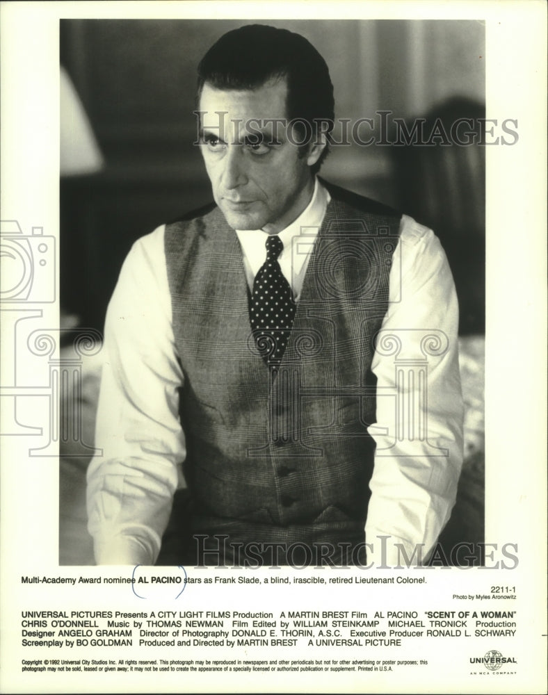 1992 Press Photo Al Pacino stars in "Scent of a Woman" - mjp37831 - Historic Images