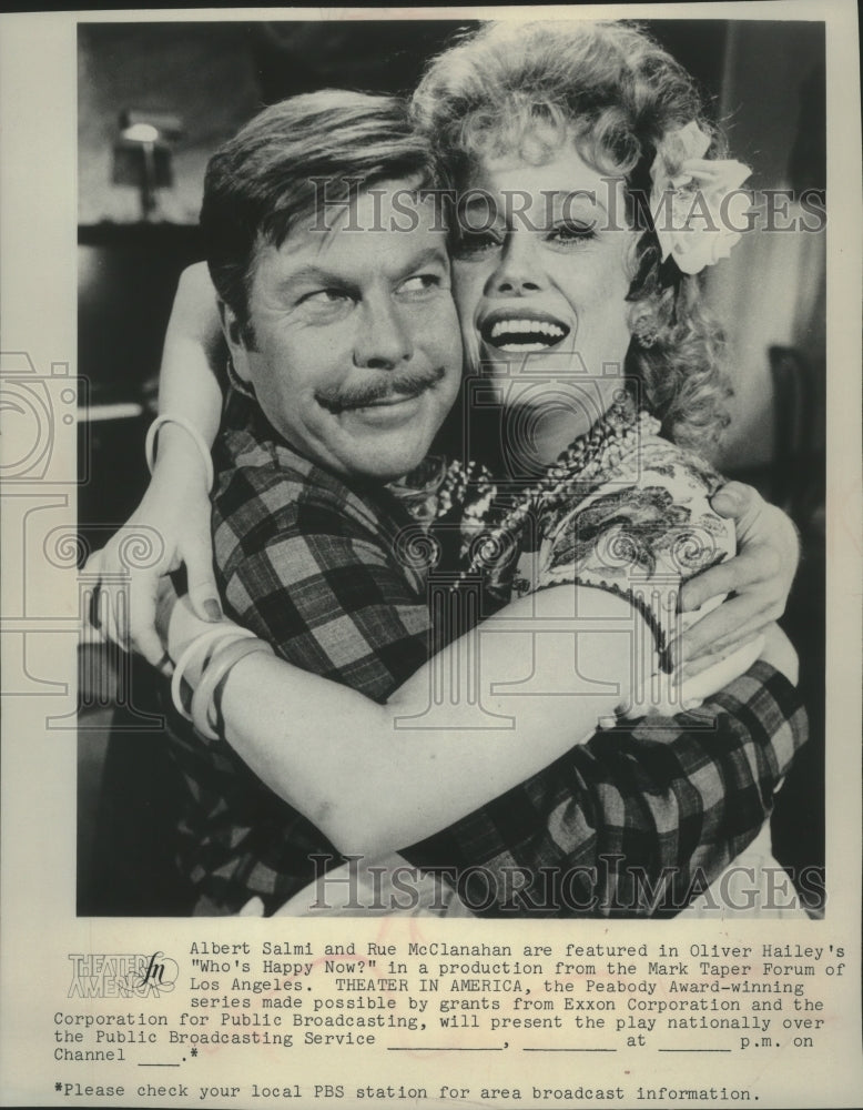 1975 Press Photo Albert Salmi and Rue McClanahan star in "Who's Happy Now?"-Historic Images