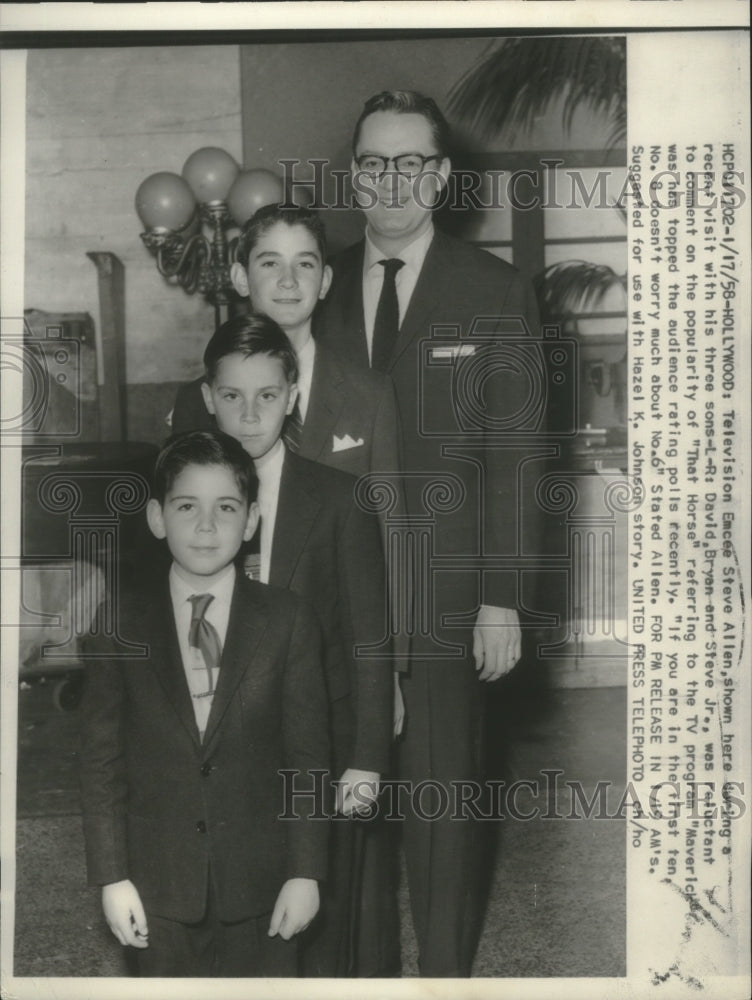 1958, Steve Allen With His Three Sons In Hollywood - mjp37926 - Historic Images