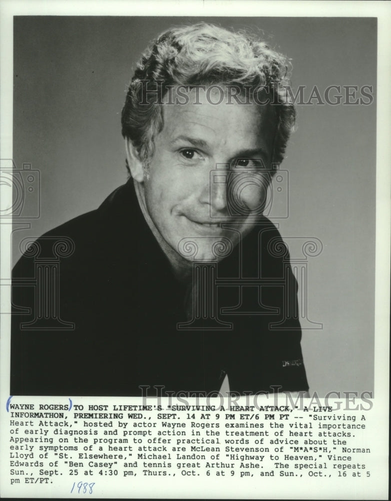 1988, Actor Wayne Rogers host of &quot;Surviving A Heart Attack&quot; - Historic Images