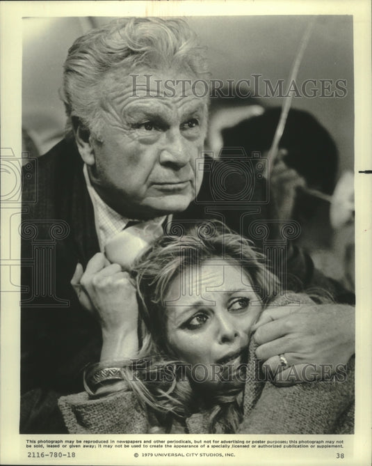 1979 Press Photo Eddie Albert & Sybil Danning in "The Concorde-Airport '79" - Historic Images
