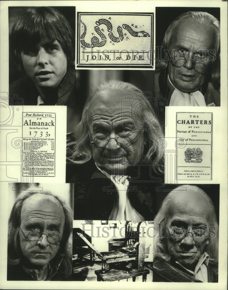 1975 Press Photo Actor Eddie Albert &amp; others as Ben Franklin - mjp38067 - Historic Images