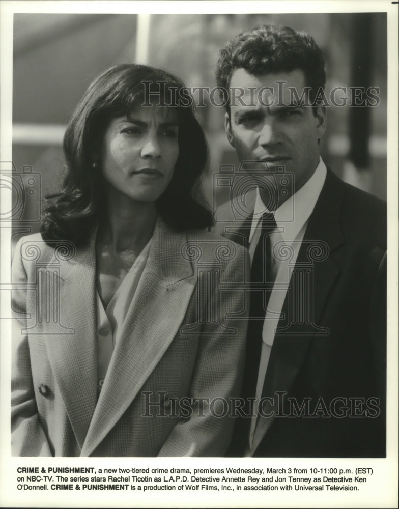 1993, Rachel Ticotin and Jon Tenney star in &quot;Crime &amp; Punishment&quot; - Historic Images