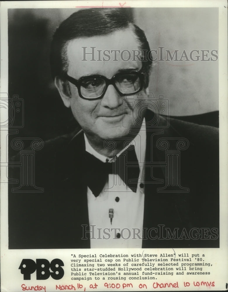 1980 Press Photo Steve Allen In PBS&#39; &#39;A Special Celebration With Steve Allen&#39; - Historic Images