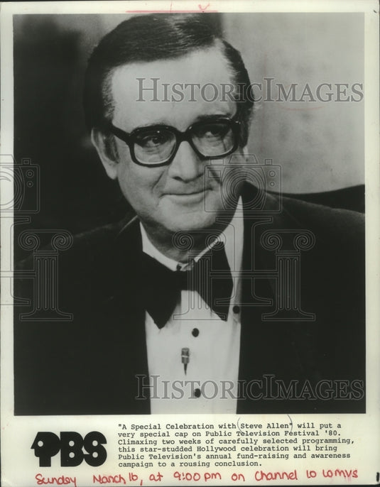 1980 Press Photo Steve Allen In PBS' 'A Special Celebration With Steve Allen' - Historic Images