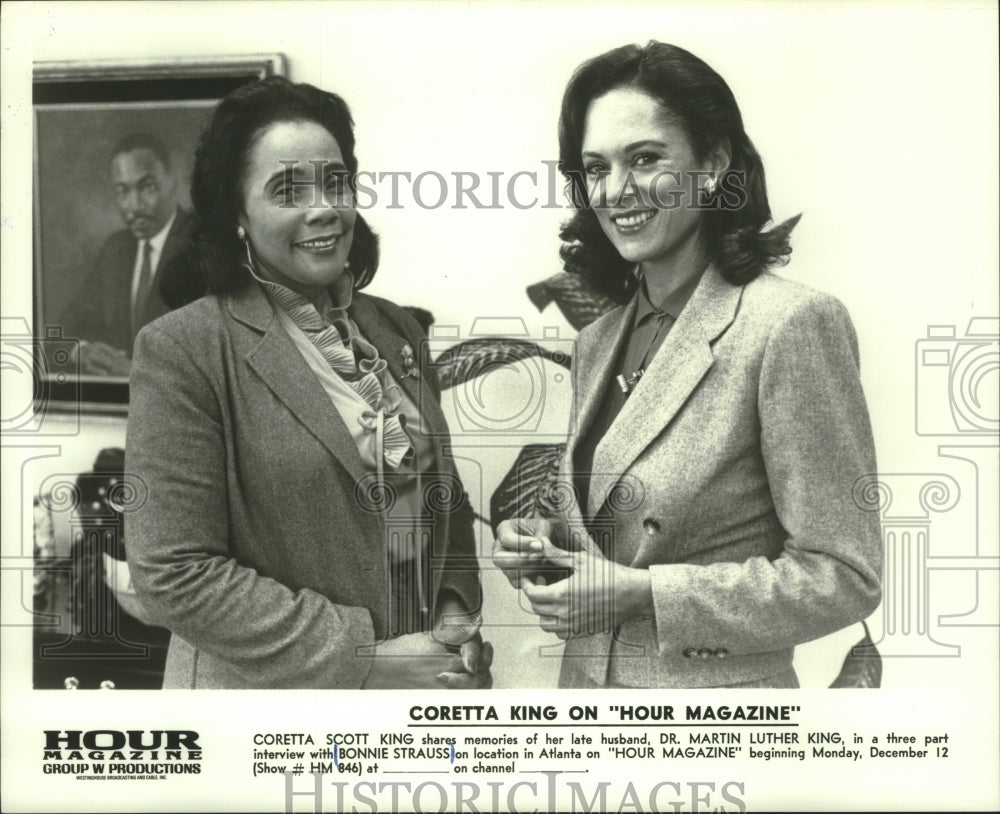 1986, Coretta King, Bonnie Strauss, interview for &quot;Hour Magazine.&quot; - Historic Images