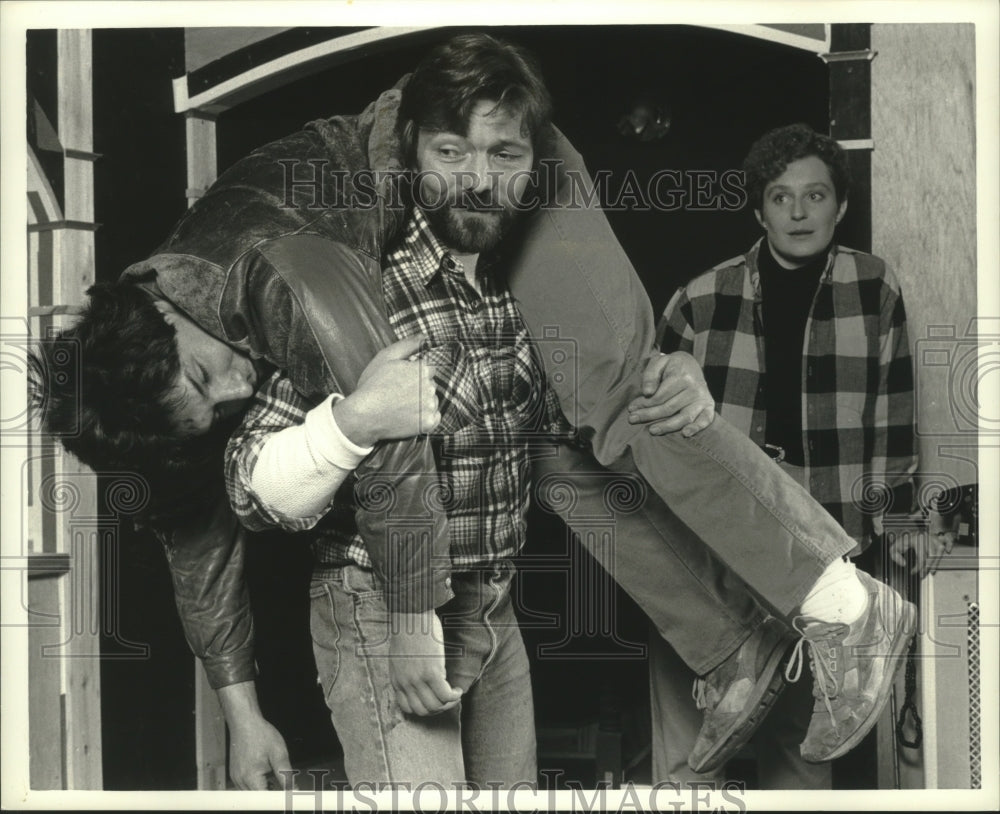 1990 Press Photo Actors in Theatre Tesseract&#39;s &quot;Strange Snow&quot; - mjp38523 - Historic Images