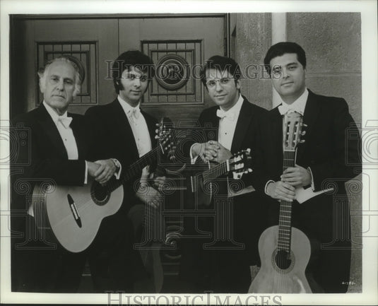 1976, Celedonio Romero & sons, guitarists Celin, Pepe and Angel - Historic Images
