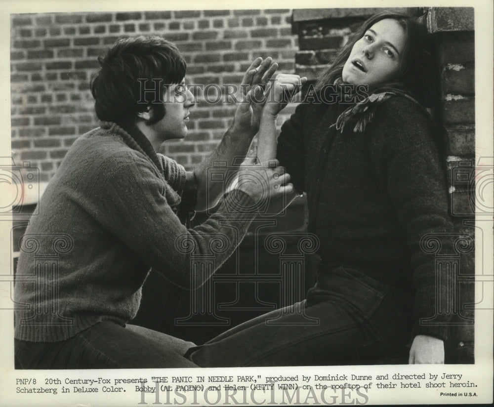 1971, Al Pacino and Kitty Winn star in Panic in Needle Park. - Historic Images