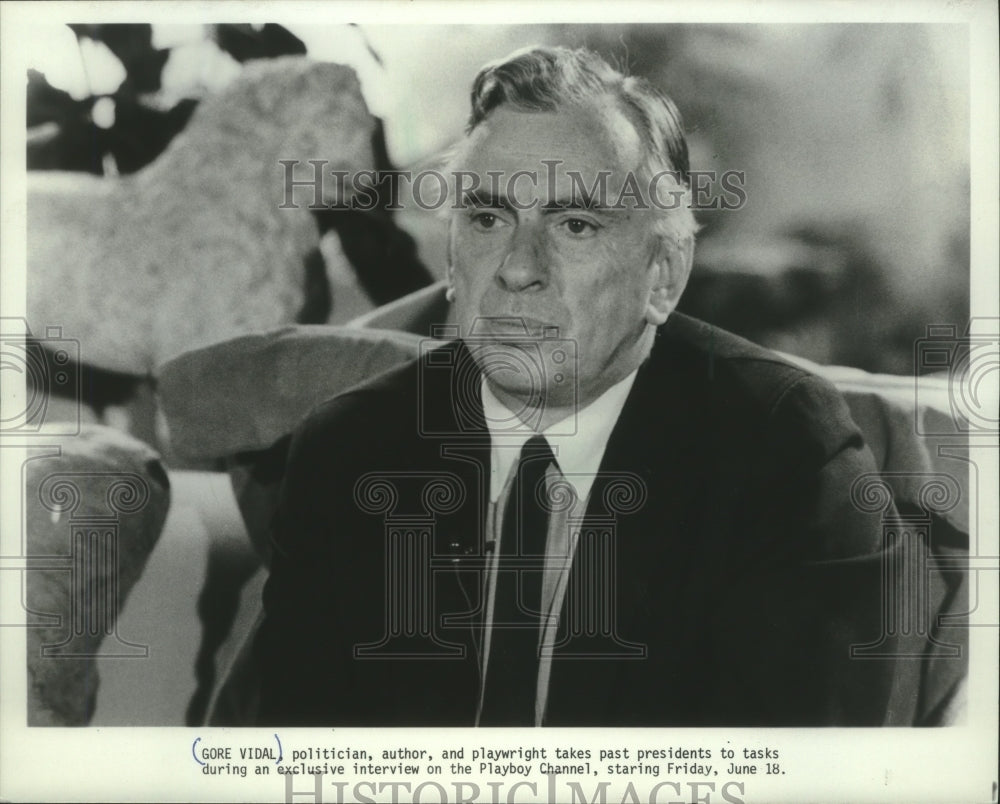 1982 Press Photo Gore Vidal as interviewed on the Playboy Channel. - mjp38644 - Historic Images