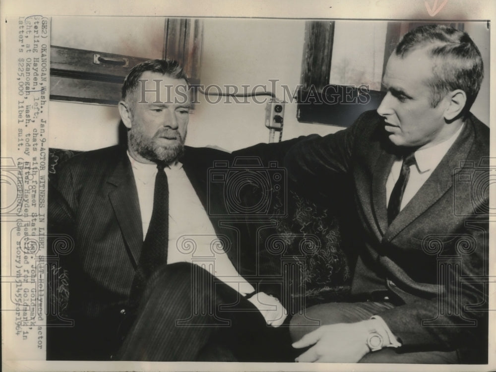 1964, Actor Sterling Hayden &amp; John Goldmark talking, Washington - Historic Images