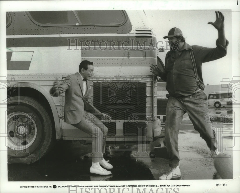 1985, Actors Paul Reubens &amp; Jon Harris in &quot;Pee-Wee&#39;s Big Adventure&quot; - Historic Images