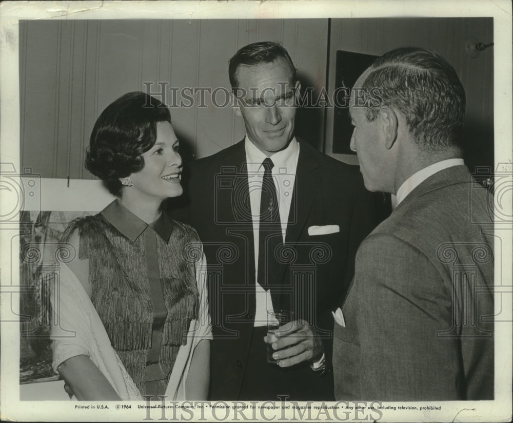 1964, Actor Charlton Heston &amp; wife at &quot;The War Lord&quot; cast party, CA - Historic Images